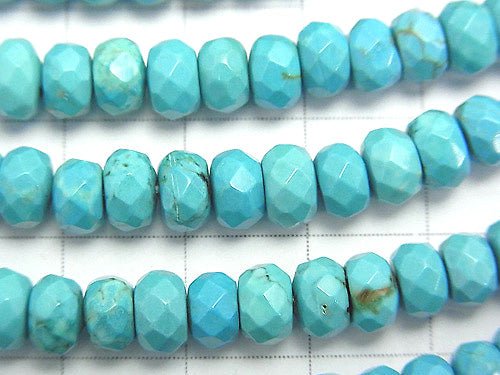 1strand $6.79! Magnesite Turquoise  Faceted Button Roundel 6x6x3mm 1strand beads (aprx.15inch/37cm)