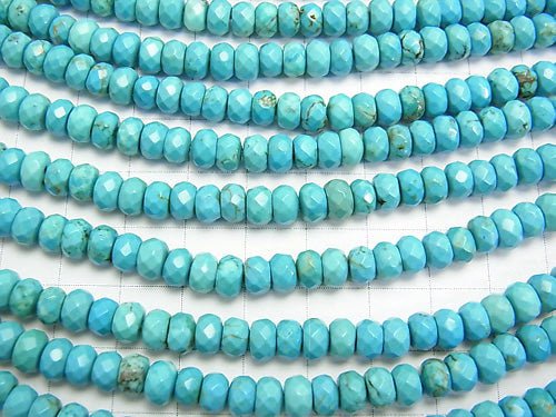 1strand $6.79! Magnesite Turquoise  Faceted Button Roundel 6x6x3mm 1strand beads (aprx.15inch/37cm)