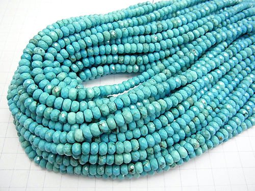 1strand $6.79! Magnesite Turquoise  Faceted Button Roundel 6x6x3mm 1strand beads (aprx.15inch/37cm)