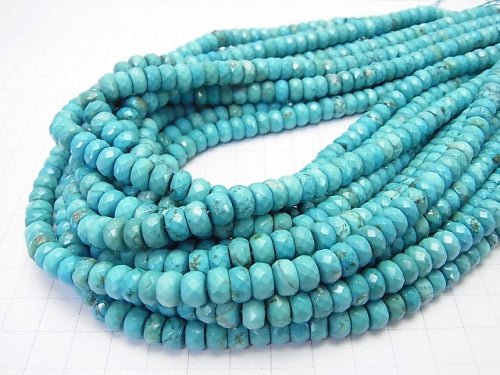 1strand $6.79! Magnesite Turquoise  Faceted Button Roundel 8x8x4mm 1strand beads (aprx.15inch/37cm)