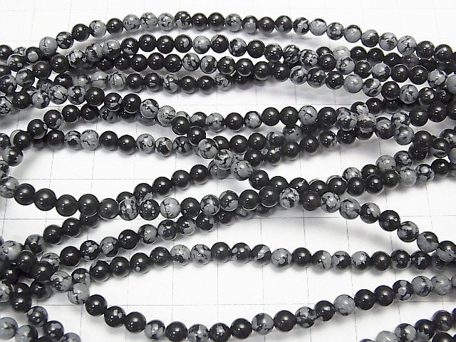 1strand $3.79! Snowflake Obsidian Round 4mm 1strand beads (aprx.15inch / 38cm)