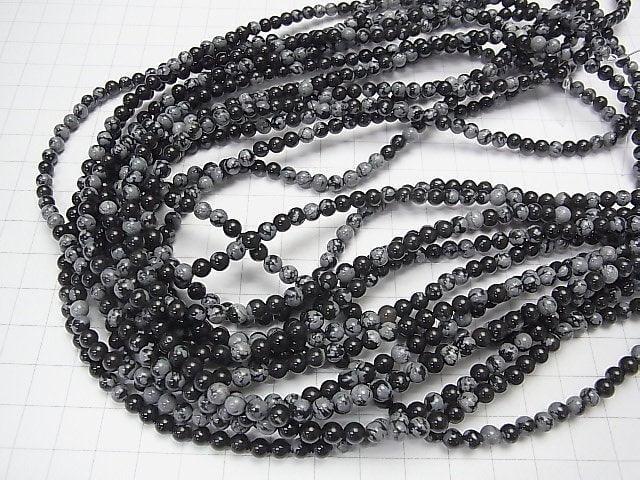 1strand $3.79! Snowflake Obsidian Round 4mm 1strand beads (aprx.15inch / 38cm)