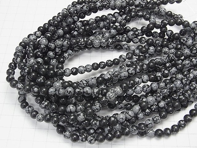 Snowflake Obsidian Round 6mm 1strand beads (aprx.15inch / 38cm)