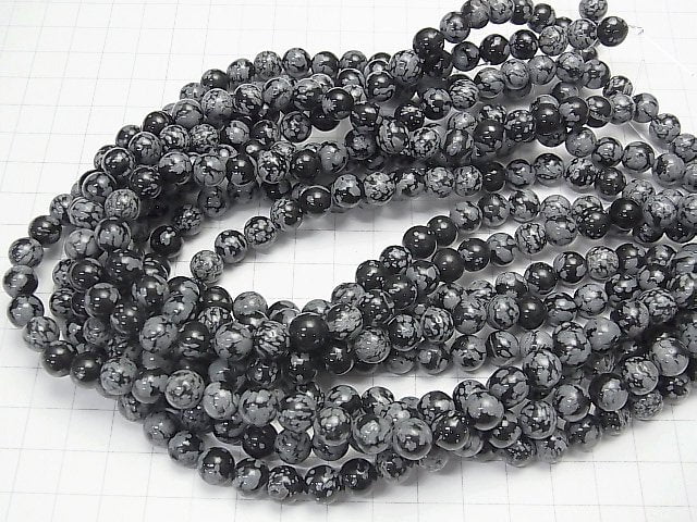 Snowflake Obsidian Round 8mm 1strand beads (aprx.15inch / 37cm)