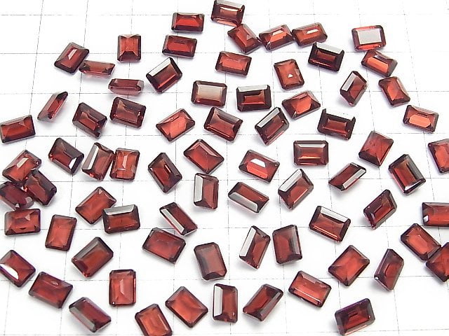 [Video]High Quality Mozambique Garnet AAA Undrilled Rectangle Faceted 7x5x3mm 5pcs