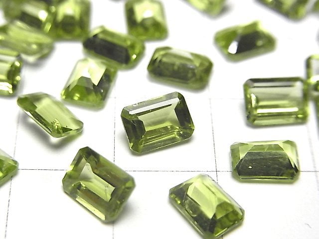 [Video]High Quality Peridot AAA- Loose stone Rectangle Faceted 7x5mm 3pcs