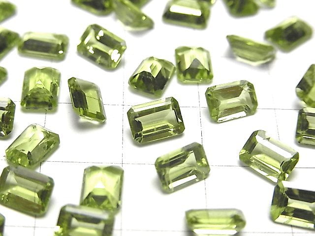 [Video]High Quality Peridot AAA- Loose stone Rectangle Faceted 7x5mm 3pcs