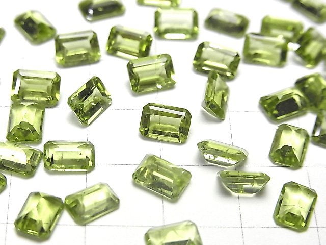 [Video]High Quality Peridot AAA- Loose stone Rectangle Faceted 7x5mm 3pcs