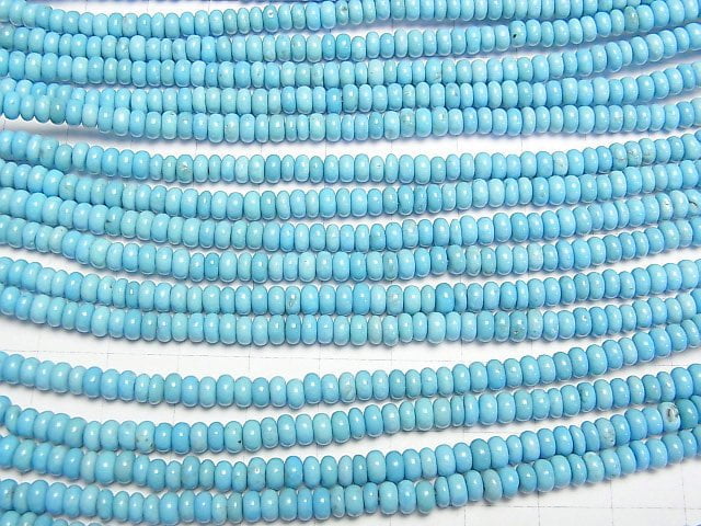 [Video]Magnesite Turquoise Roundel 4x4x2mm 1strand beads (aprx.15inch/38cm)