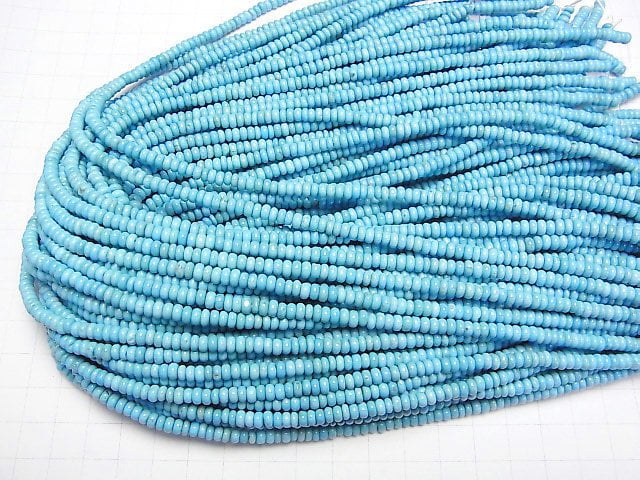 [Video]Magnesite Turquoise Roundel 4x4x2mm 1strand beads (aprx.15inch/38cm)