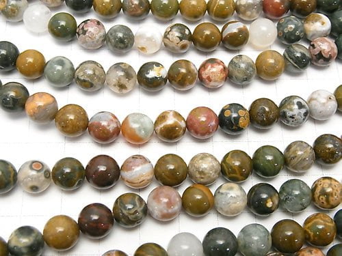 [Video] Ocean Jasper Round 8mm half or 1strand beads (aprx.15inch/37cm)