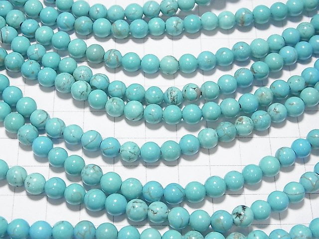 [Video] Magnesite Turquoise Round 6mm [1.5mm hole] 1strand beads (aprx.15inch / 38cm)