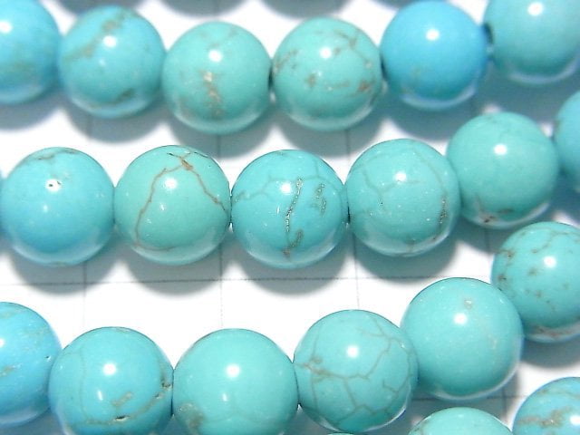 [Video]Magnesite Turquoise Round 8mm [2mm hole] 1strand beads (aprx.15inch/37cm)