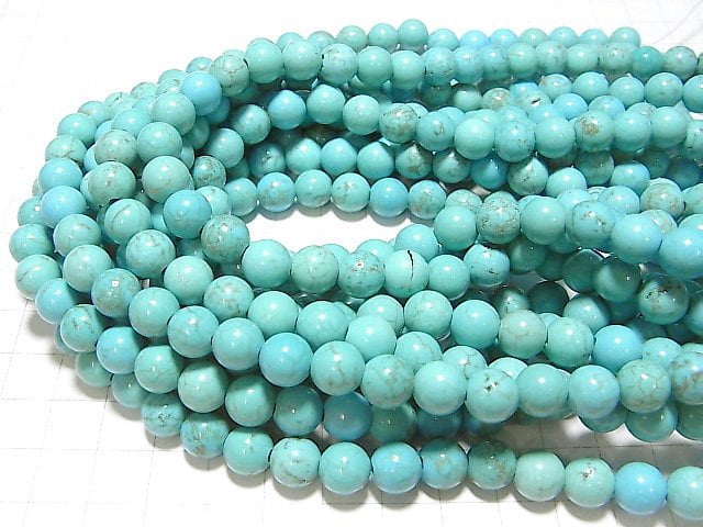 [Video]Magnesite Turquoise Round 8mm [2mm hole] 1strand beads (aprx.15inch/37cm)