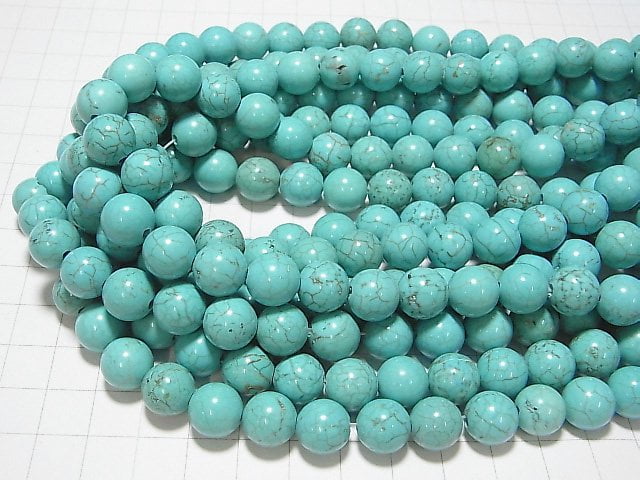 [Video]Magnesite Turquoise Round 10mm [2mm hole] 1strand beads (aprx.15inch/37cm)