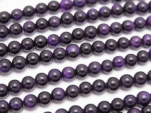 [Video] Purple color Tiger's Eye AAA Round 4-5mm 1strand beads (aprx.15inch/38cm)