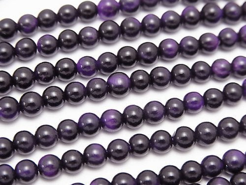 Purple color Tiger's Eye AAA Round 4-5mm 1strand beads (aprx.15inch/38cm)