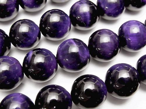 Purple color Tiger's Eye AAA Round 12mm half or 1strand beads (aprx.15inch/36cm)