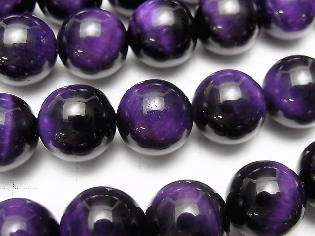 Purple color Tiger's Eye AAA Round 12mm half or 1strand beads (aprx.15inch/36cm)