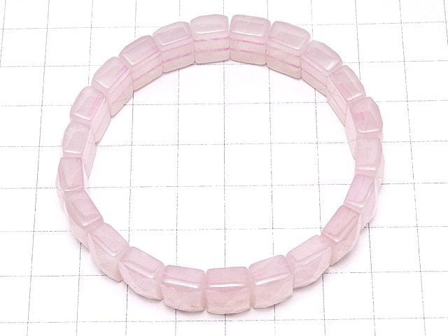 [Video] Rose Quartz AA ++ 2 holes Faceted Rectangle 12 x 8 x 6 mm 1 strand (Bracelet)