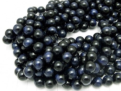 [Video] Midnight blue color Tiger's Eye AAA Round 10 mm half or 1 strand beads (aprx.15 inch / 37 cm)