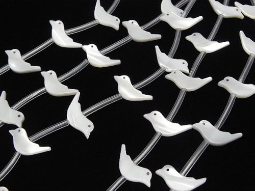 High Quality Mother of Pearl MOP AAA White Bird Shape half or 1strand (Approx 18pcs)