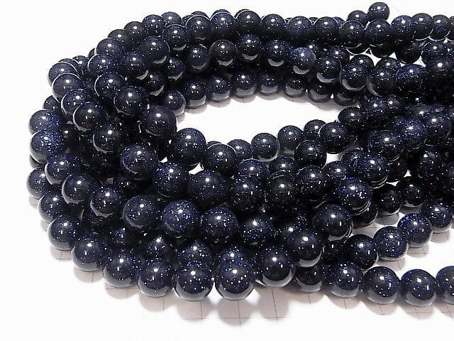 1strand $7.79! Blue Golden Sand Stone Round 10mm [2mm hole] 1strand beads (aprx.15inch / 36cm)