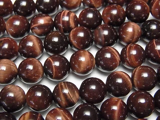 [Video] Red Tiger's Eye AA++ Round 8mm 1-strand beads (approx. 15 inches/36 cm)