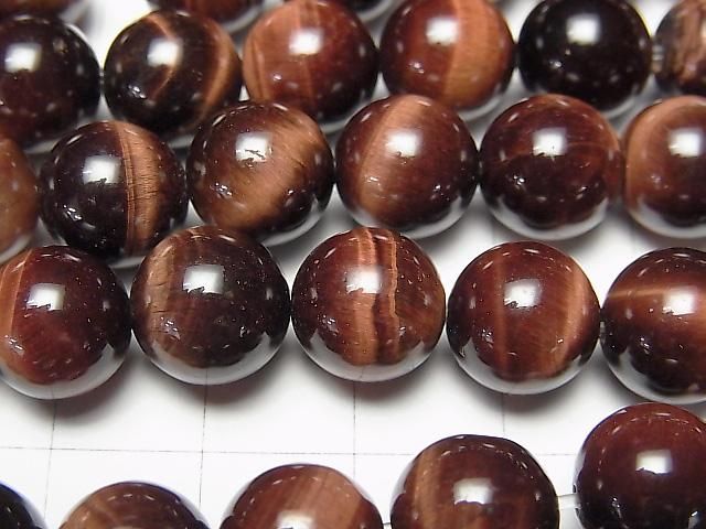 [Video] Red Tiger's Eye AA++ Round 10mm half or 1-strand beads (approx. 15 inches/36 cm)