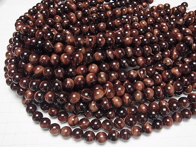 [Video] Red Tiger's Eye AA ++ Round 10 mm half or 1 strand beads (aprx.15 inch / 37 cm)