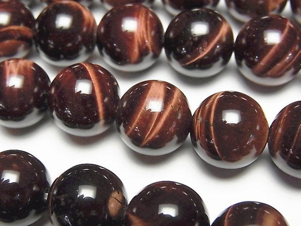 [Video] Red Tiger's Eye AA++ Round 12 mm half or 1 strand beads (aprx.15 inch / 36 cm)