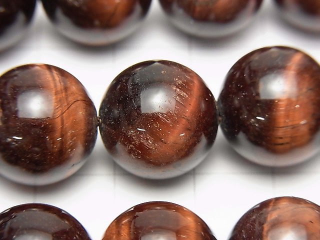 [Video] Red Tiger's Eye AA ++ Round 14 mm half or 1 strand beads (aprx.15 inch / 36 cm)