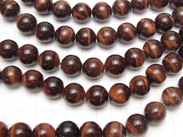 [Video] Red Tiger's Eye AA ++ Round 14 mm half or 1 strand beads (aprx.15 inch / 36 cm)