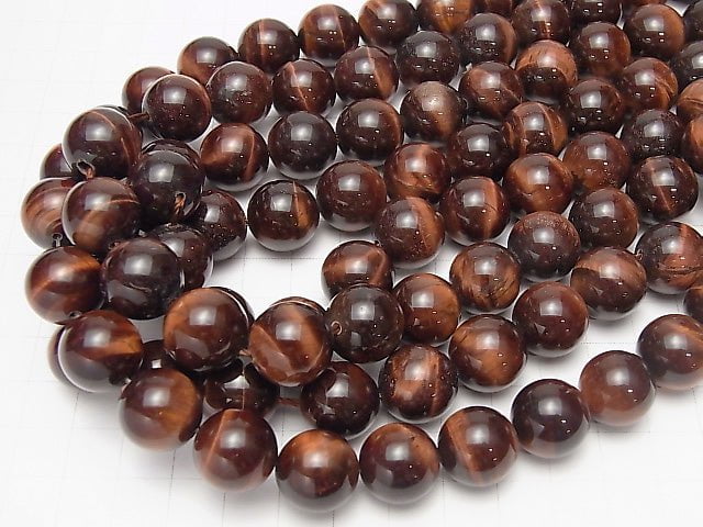 [Video] Red Tiger's Eye AA ++ Round 14 mm half or 1 strand beads (aprx.15 inch / 36 cm)