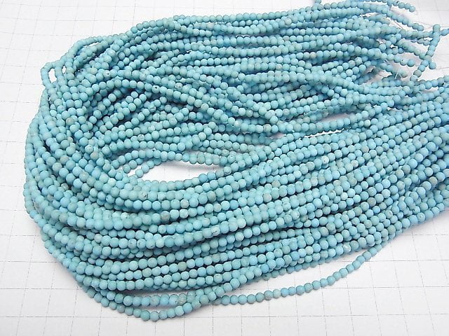 [Video] Frost Magnesite Turquoise Round 3mm 1strand beads (aprx.15inch/37cm)