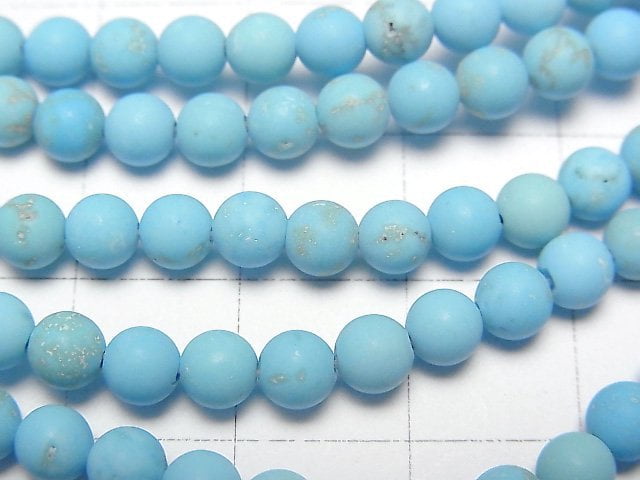 [Video] Frost Magnesite Turquoise Round 4mm 1strand beads (aprx.15inch/37cm)