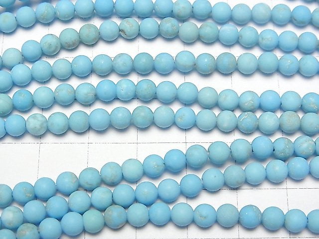 [Video] Frost Magnesite Turquoise Round 4mm 1strand beads (aprx.15inch/37cm)