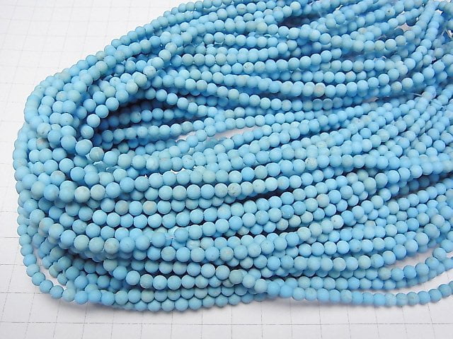 [Video] Frost Magnesite Turquoise Round 4mm 1strand beads (aprx.15inch/37cm)