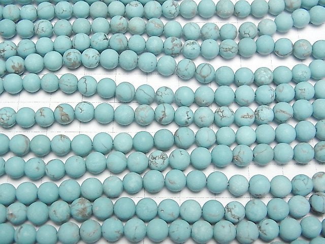 [Video] Frost Magnesite Turquoise Round 6mm 1strand beads (aprx.15inch/37cm)