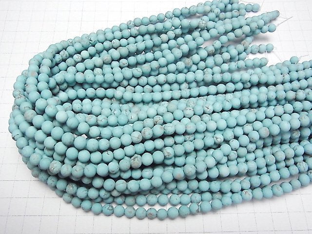 [Video] Frost Magnesite Turquoise Round 6mm 1strand beads (aprx.15inch/37cm)