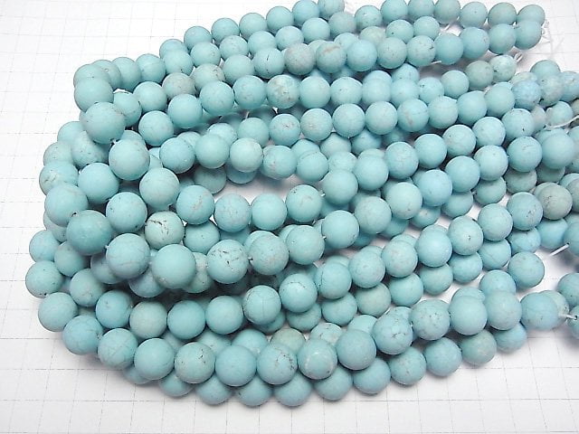 [Video] Frost Magnesite Turquoise Round 12mm 1strand beads (aprx.14inch/35cm)