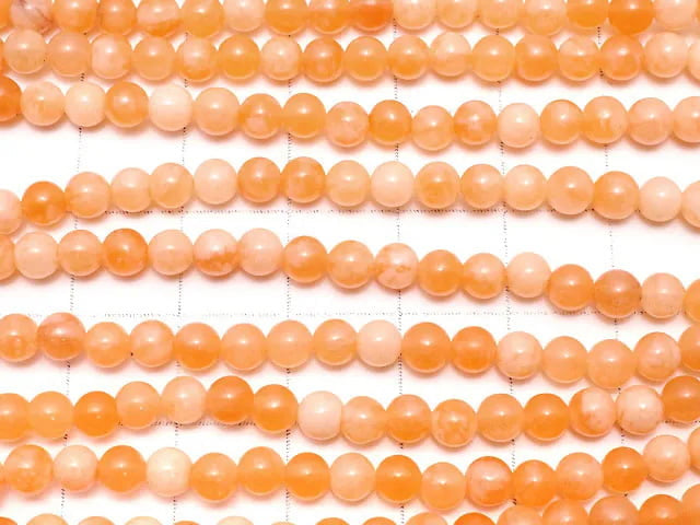 Orange Jade Round 4mm 1strand beads (aprx.15inch/37cm)