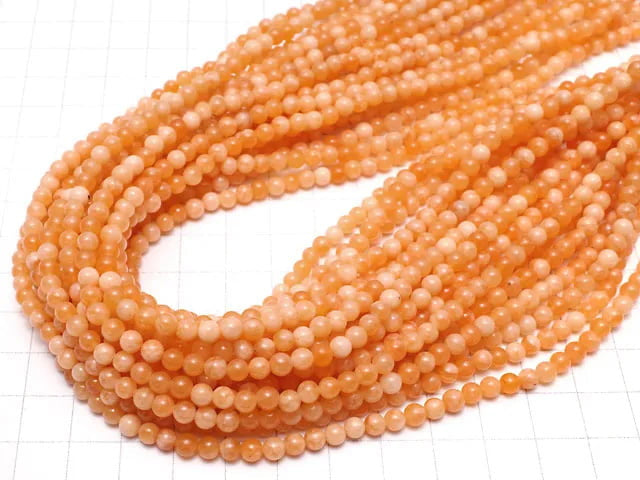 Orange Jade Round 4mm 1strand beads (aprx.15inch/37cm)