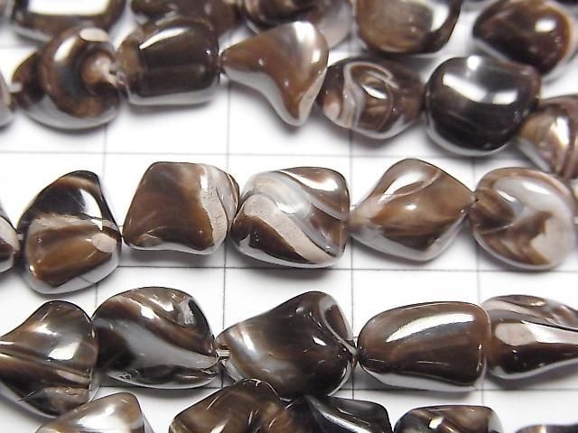 Mother of Pearl (MOP) Brown Nugget 1strand beads (approx. 15 inches/36 cm)