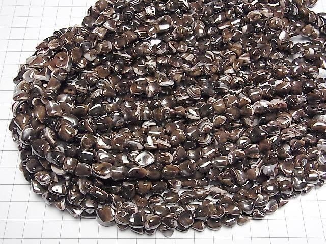 Mother of Pearl (MOP) Brown Nugget 1strand beads (approx. 15 inches/36 cm)
