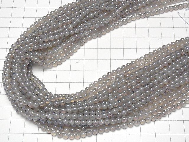 [Video] 1strand $5.79! Flash, gray Onyx Round 4mm 1strand beads (aprx.15inch / 38cm)