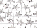 Metal Charm, 10.5x9mm, Starfish, Silver Color (with CZ), 1pc
