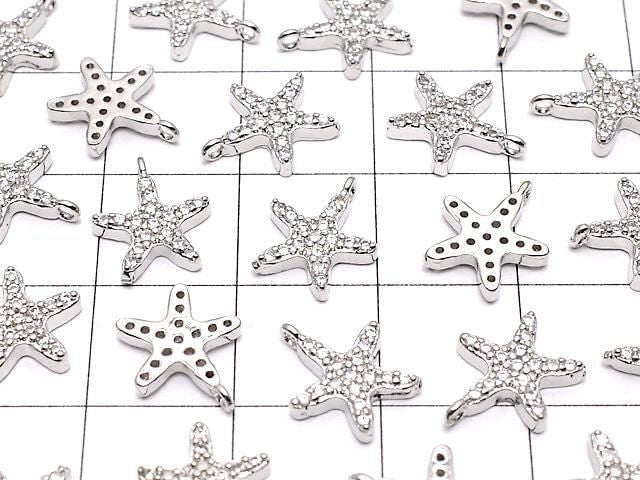 Metal Parts Charm 10.5 x 9 mm Star Silver Color (with CZ) 1 pc $1.79