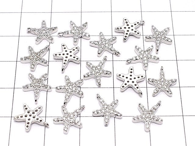 Metal Parts Charm 10.5 x 9 mm Star Silver Color (with CZ) 1 pc $1.79