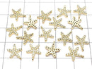 Metal Charm, 10.5x9mm, Starfish, Gold (with CZ), 1pc